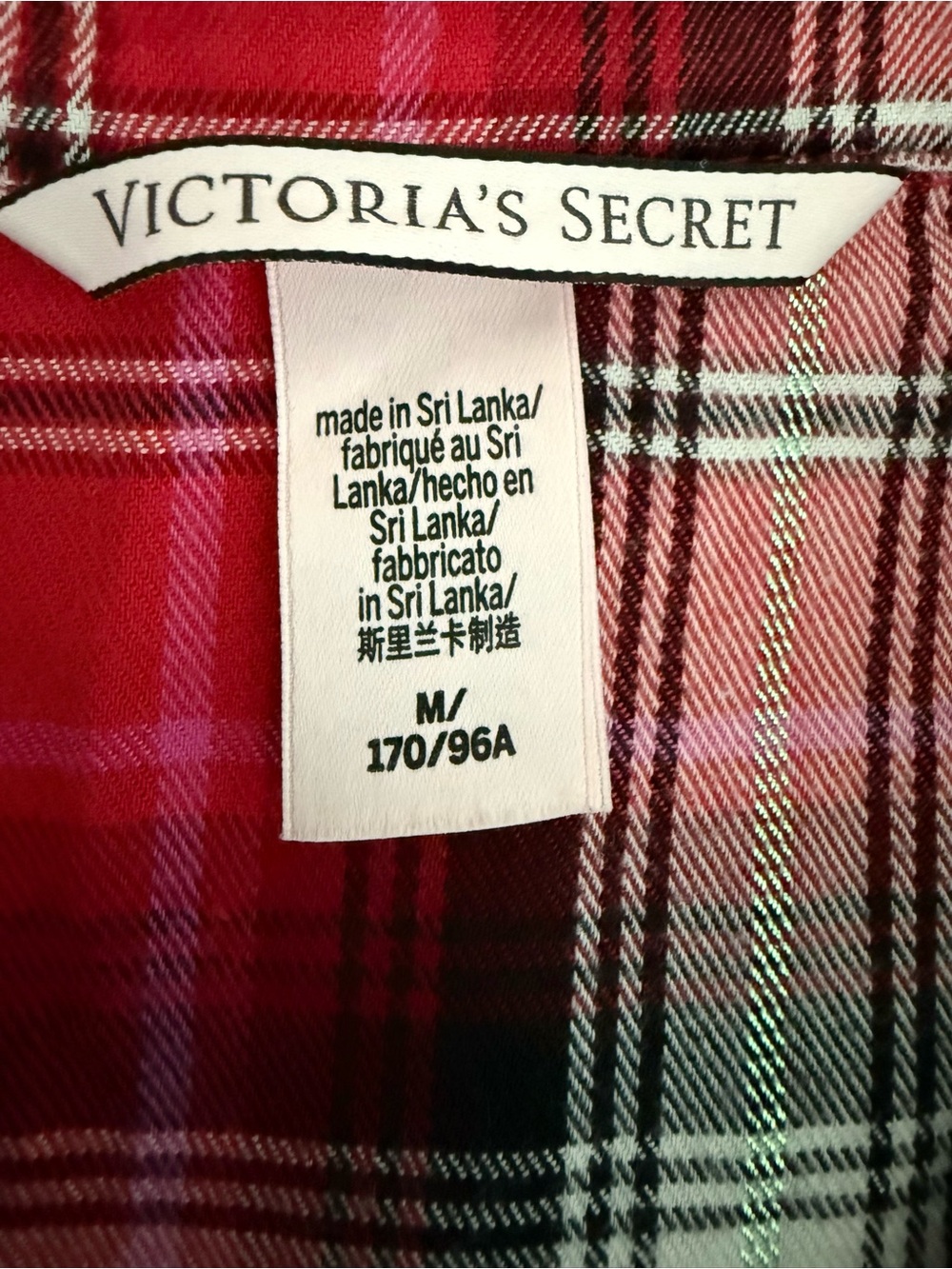 Victoria's Secret Red Black Plaid Pajama Set | Subtle Silver Shimmer Thread - Picture 3 of 14